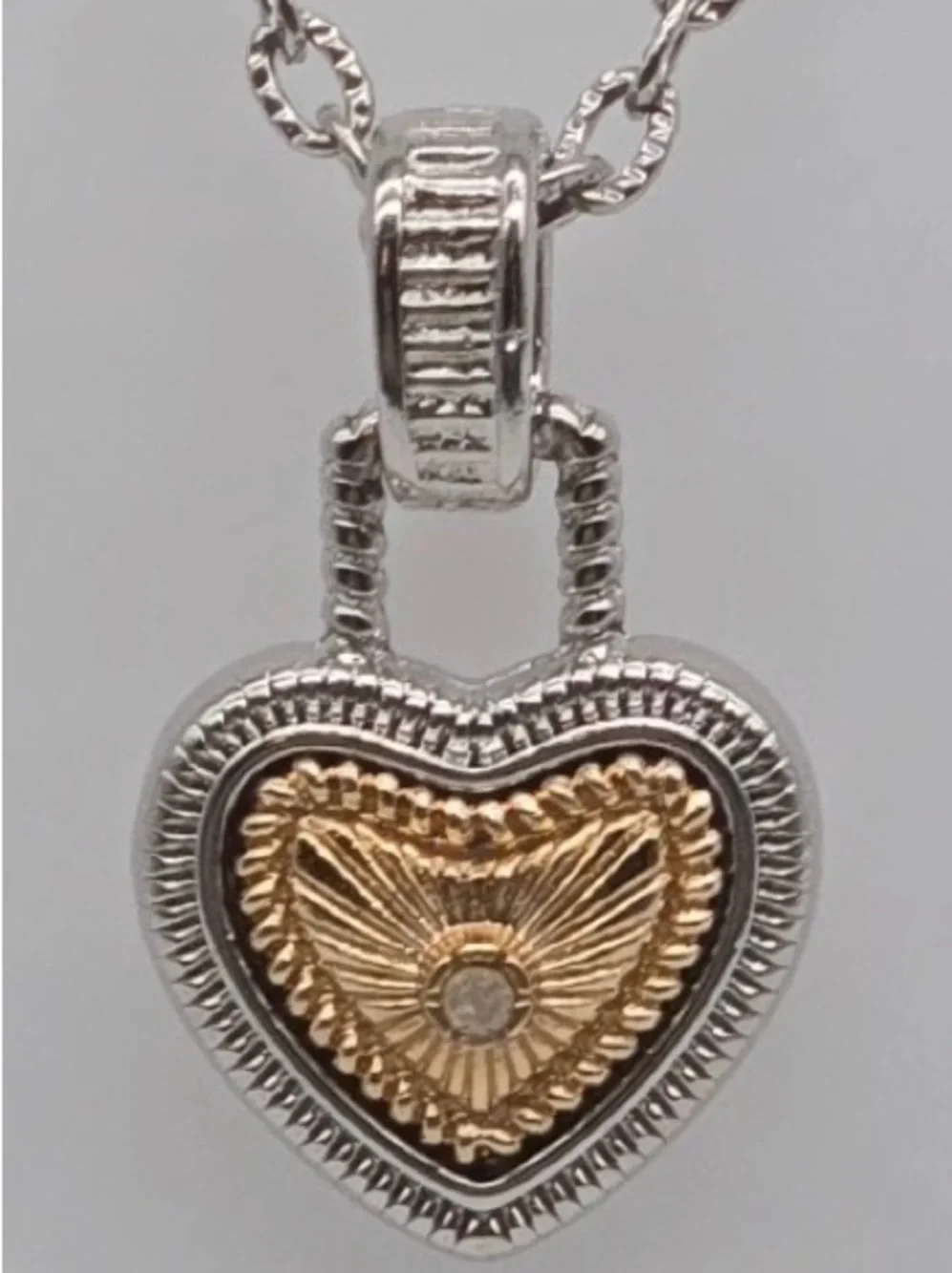 Diamonds International Silver Gold Tone Heart Necklace 18
